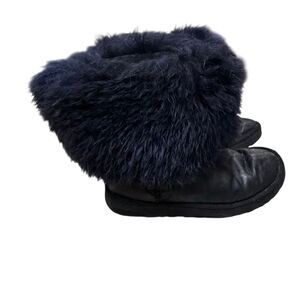 UGG Women's Black Mini Toscana Cuff Fluff Sheepskin Shearling Boots Size 8.5